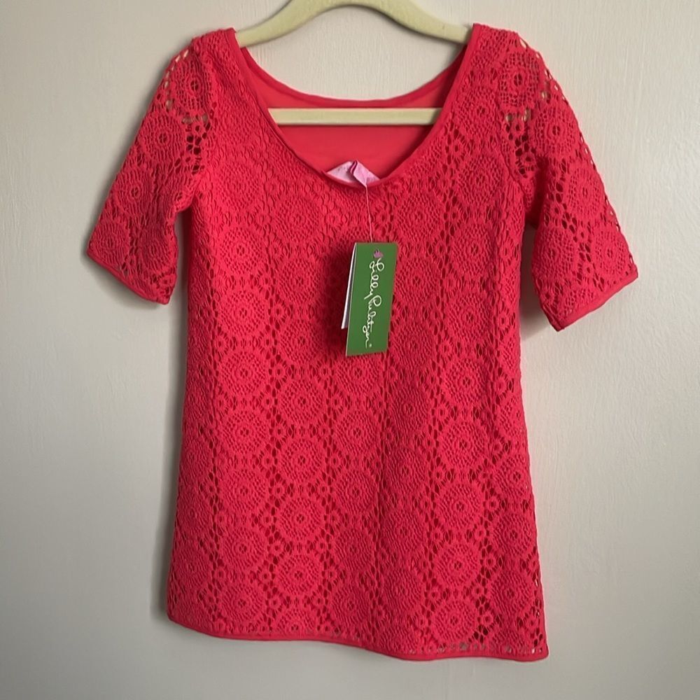 Lilly Pulitzer Girls Topanga Dress XS 2T 3T Island Coral breakers lace dress - Picture 2 of 4